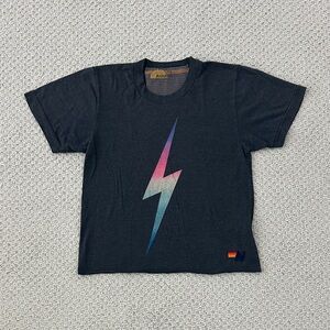 Aviator Nation Navy Tee with Pink-Blue Lightning Bolt